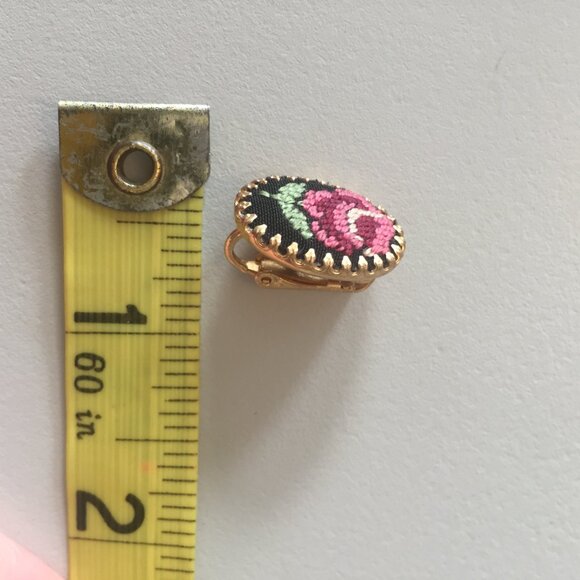 Miniature Framed Needle Point Earrings - Picture 8 of 9